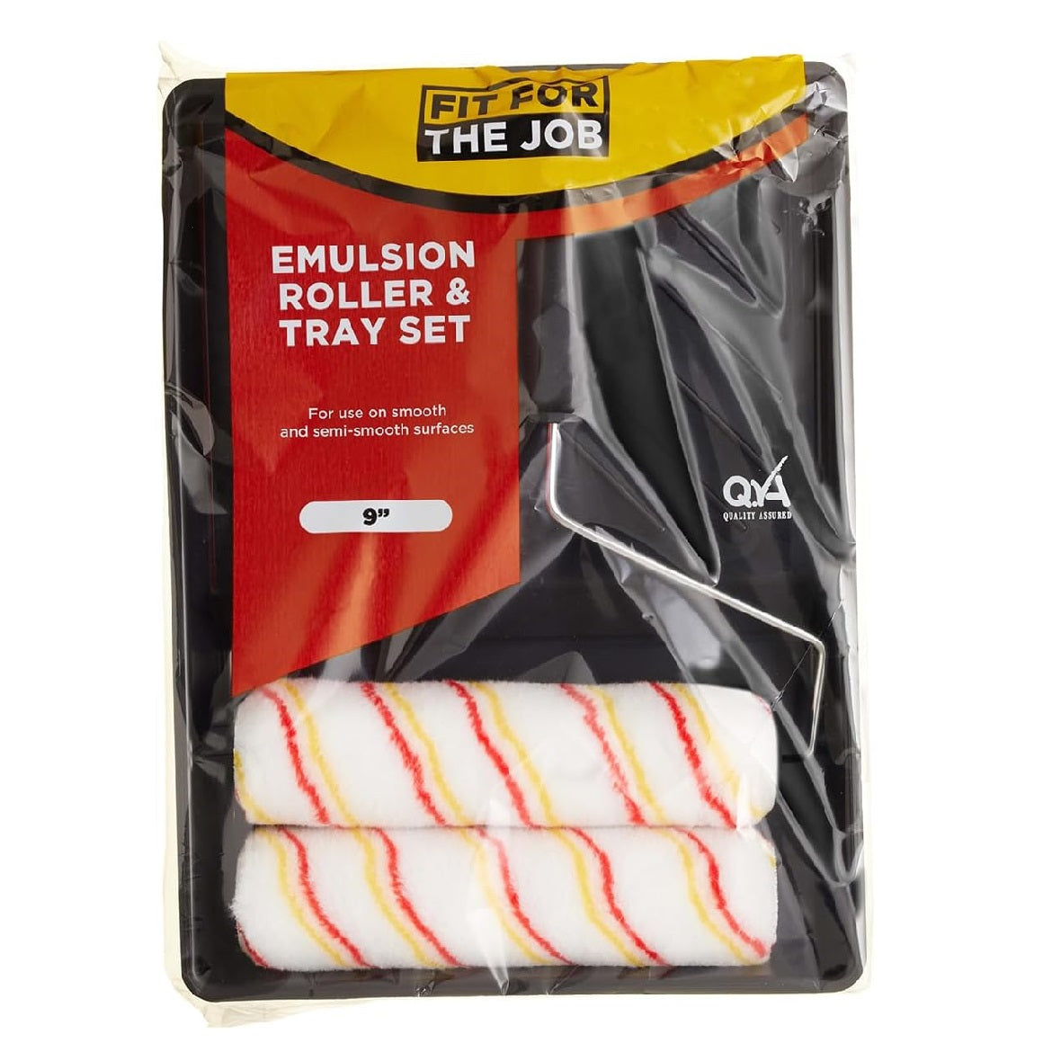 Fit for the Job Emulsion Roller and Tray Set Black and White 9-Inch PSETTH | For Use on Smooth and Semi-Smooth Surfaces
