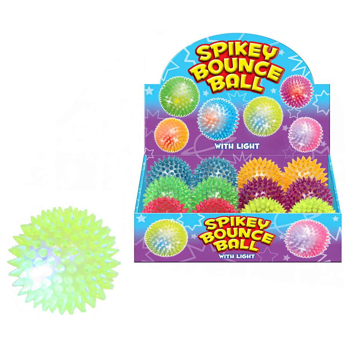 KandyToys Spikey Bounce Ball with Light Assorted Colours Pack of 1 TY2718