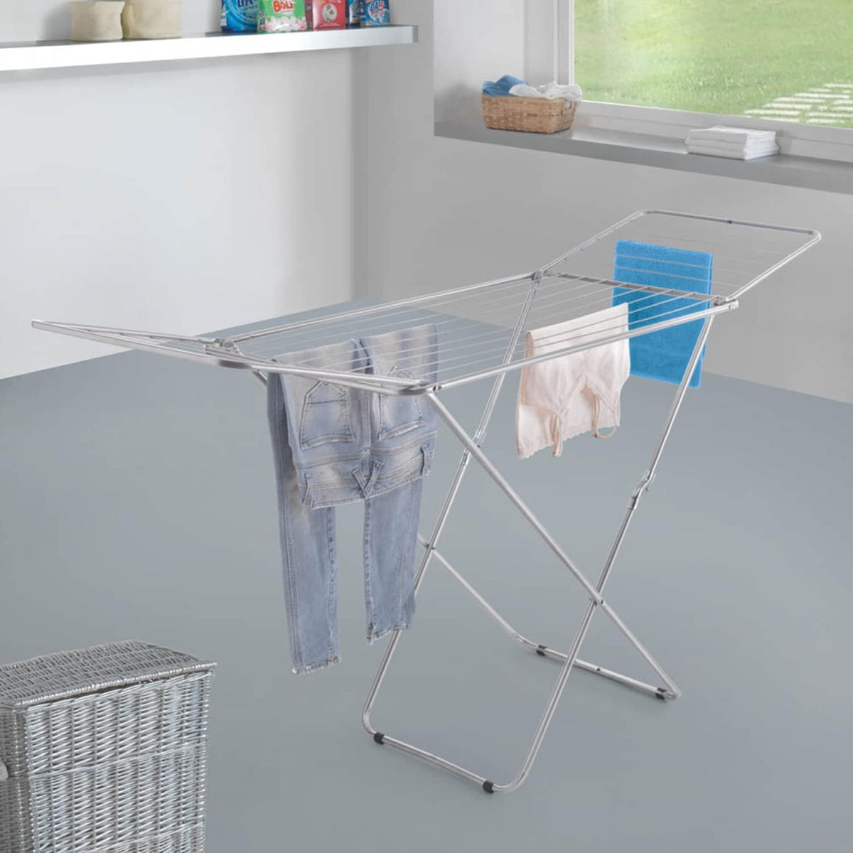 Metaltex Vulcano Laundry Drier Silver 180cm x 55cm x 100cm 407502