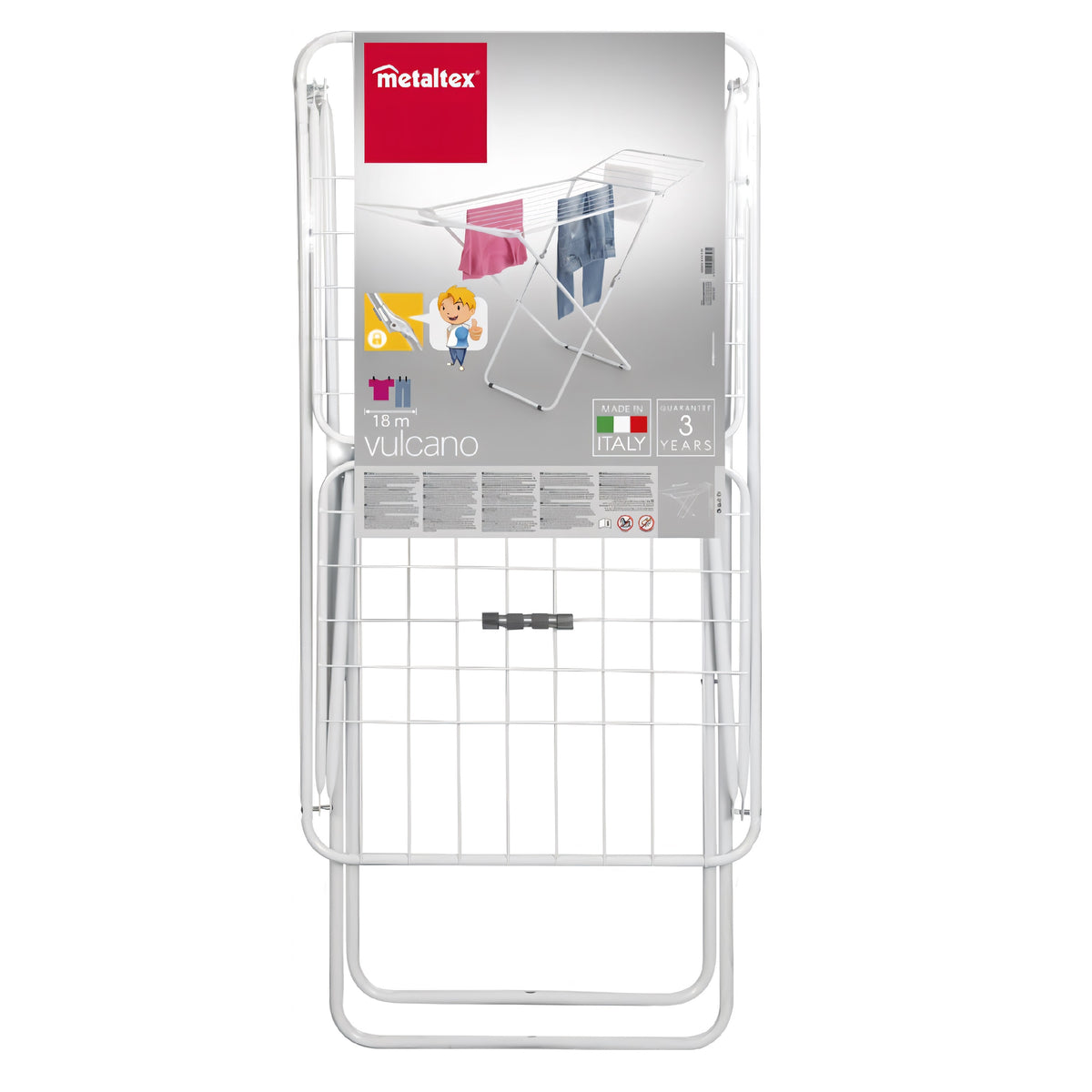 Metaltex Vulcano Laundry Drier Silver 180cm x 55cm x 100cm 407502