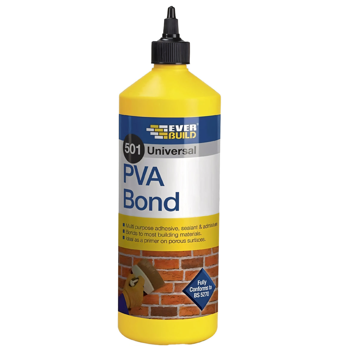 Everbuild 501 Universal P.V.A Bond Clear 1Ltr PVA1L | Multi Purpose Adhesive - Sealant and Admixture | Bonds to Most Building Materials | Ideal as a Primer or Porous Surface | Fully Conforms to BS5270