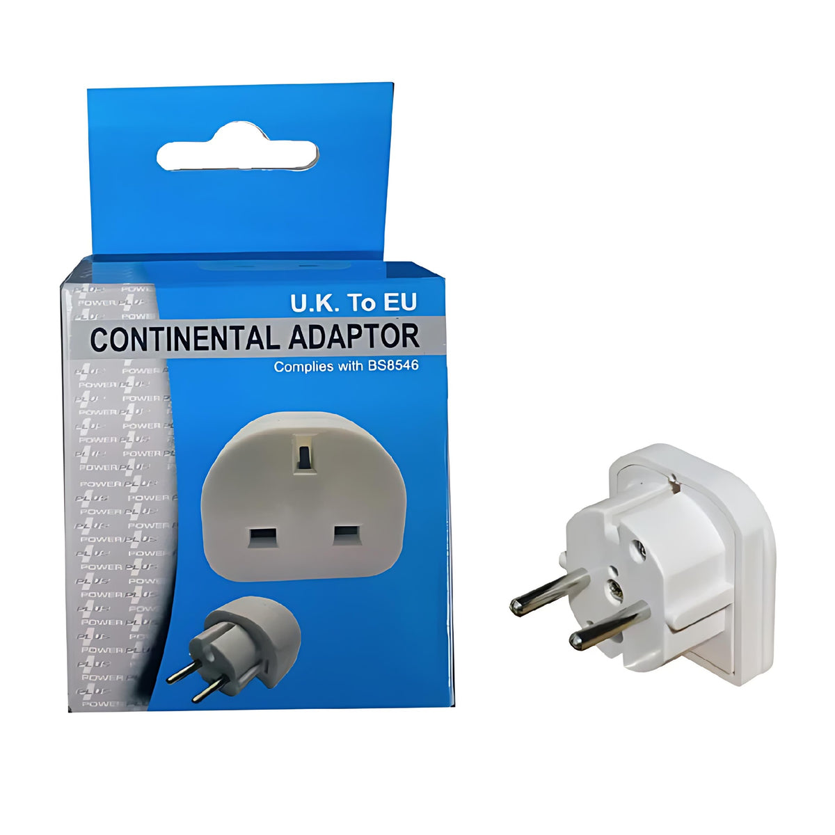 Powerplus UK to EU Continental Adaptor White 13A 250V AC BS8546