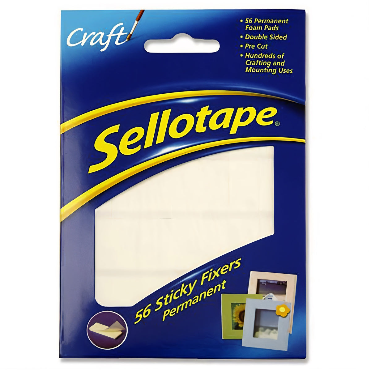Sellotape Permanent Double Sided Sticky Fixer White 12mm x 25mm Pack of 56 1445423 | Pre Cut | Hundreds of Crafting and Mounting Uses