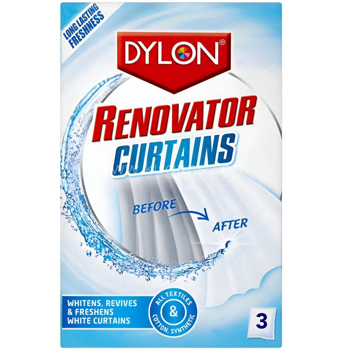 Dylon Curtain Whitener 50ml Pack of 3 Sachets 6200600103 | Whitens - Revives and Freshens White Curtains | All Textiles Cotton-Synthetics | Long Lasting Freshness
