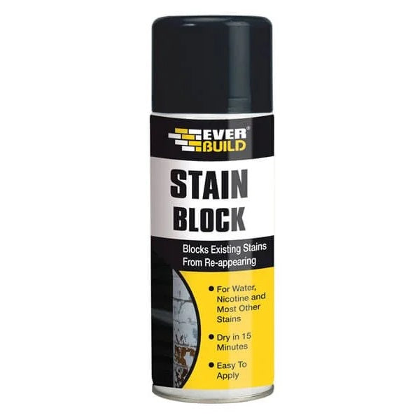 Everbuild Stain Block Spray White 400ml STAINSTP | Blocks Existing Stains From Re-appearing | Dry in 15 Minutes | Easy to Apply