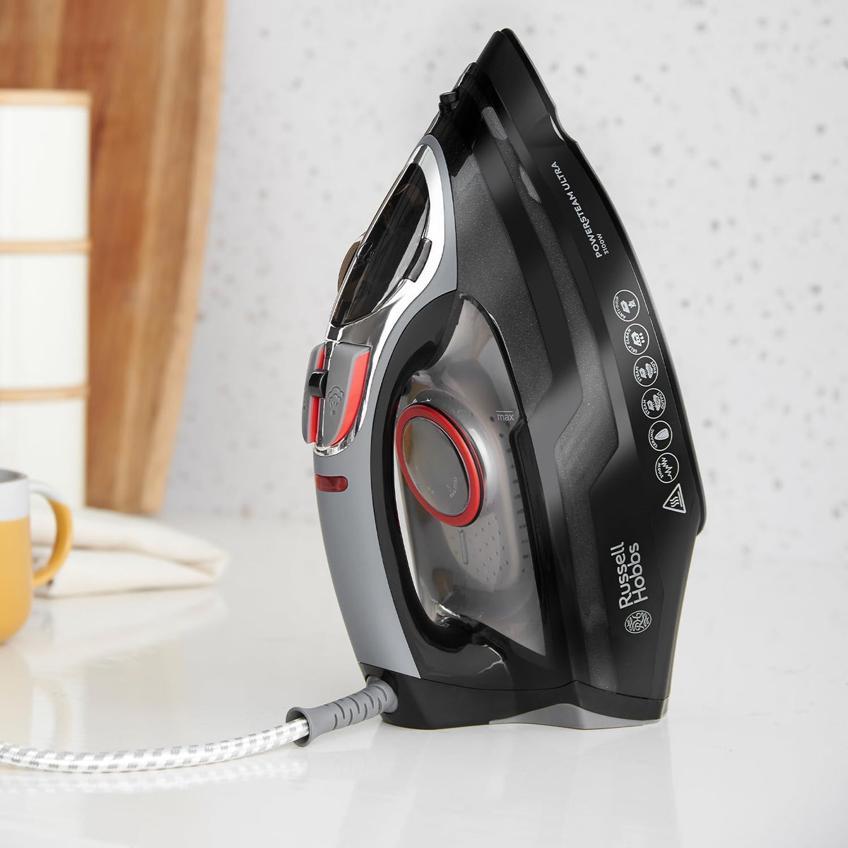 Russell Hobbs 3100W Powersteam Ultra Iron Black 20630 | Triple Action Cleaning | Ceramic Non Stick Soleplate