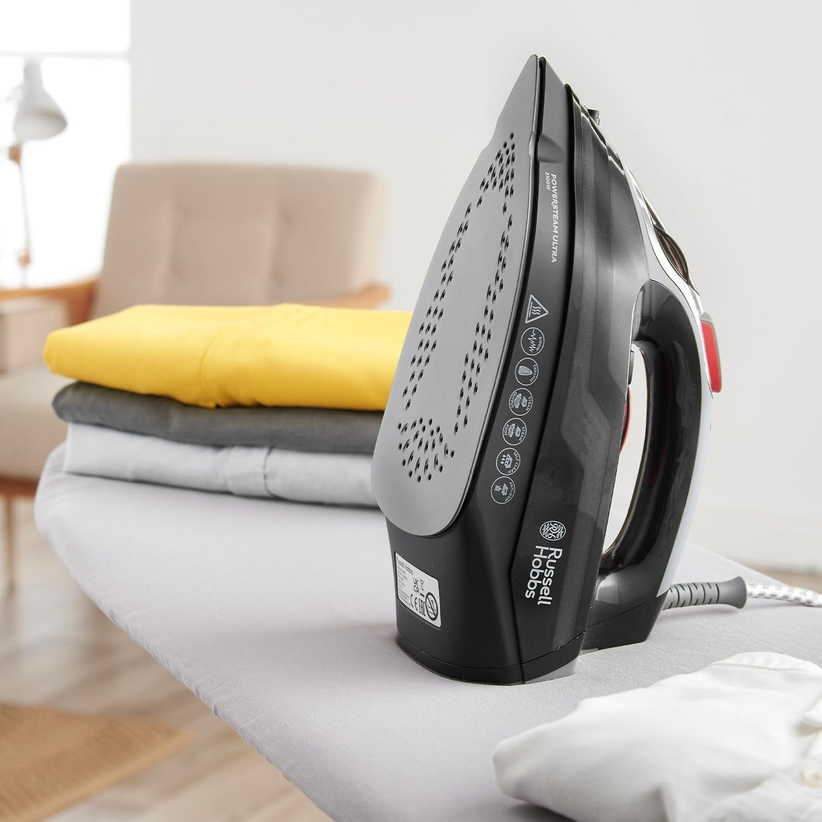 Russell Hobbs 3100W Powersteam Ultra Iron Black 20630 | Triple Action Cleaning | Ceramic Non Stick Soleplate