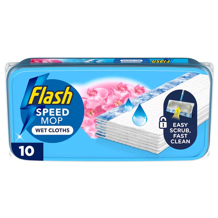 Flash Wild Orchid Scent Speed Mop Wet Cloths White Pack of 10 C010091 | Easy Scrub Fast Clean