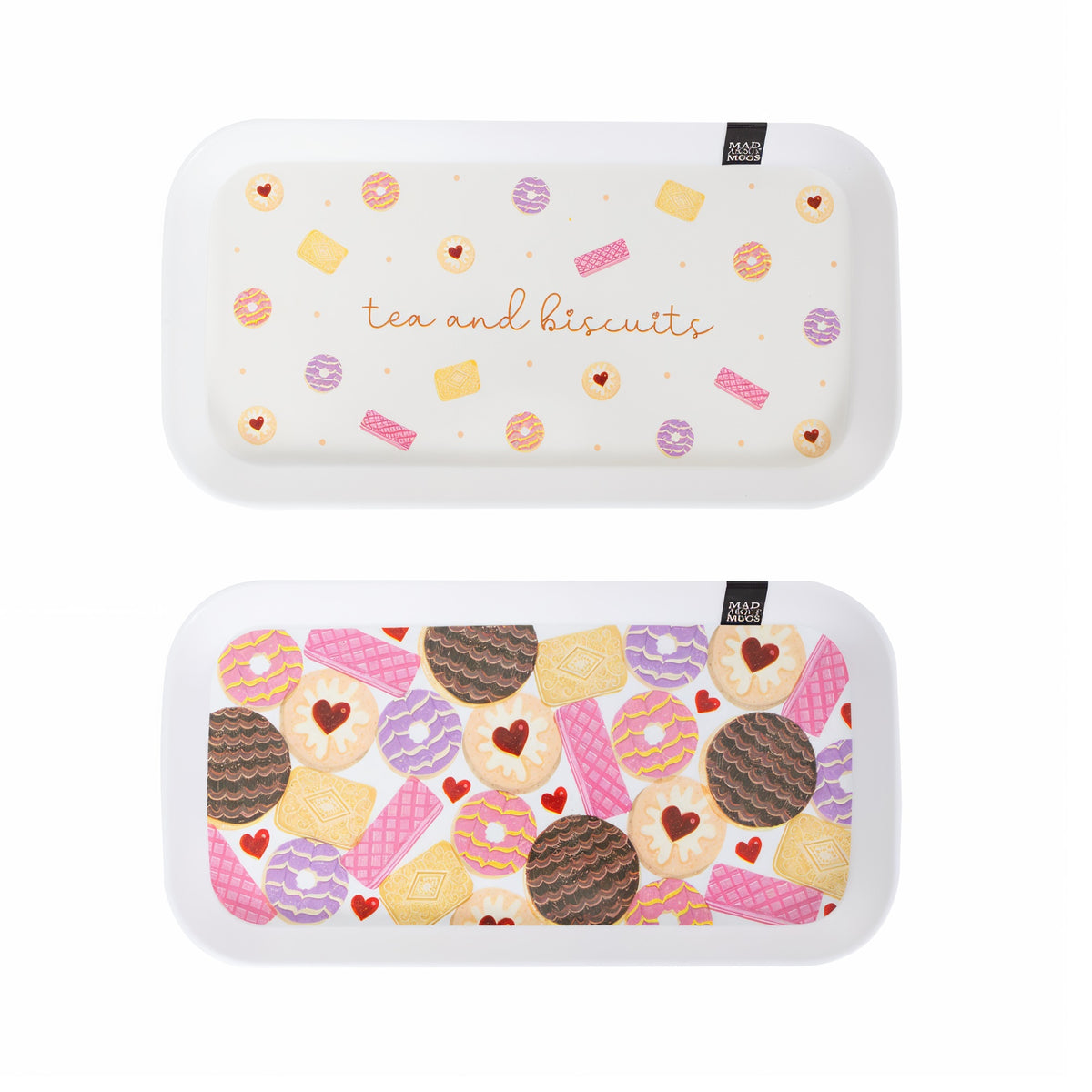 RSW Mad About Mugs Biscuits Print Melamine Tea Tray Assorted 28.5cm x 15cm Pack of 1 AM4476