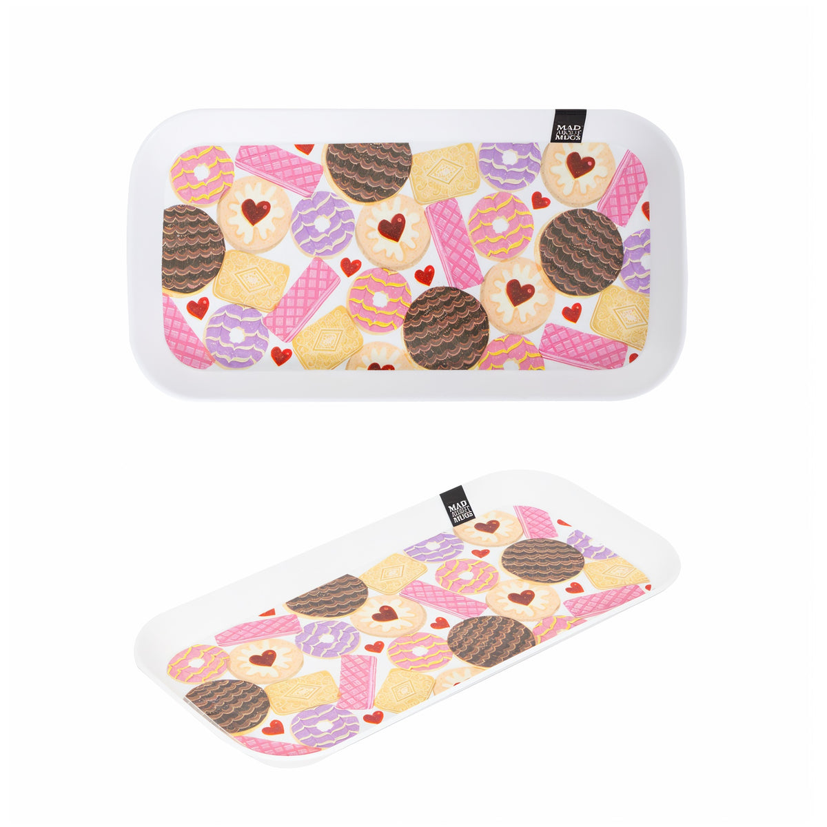 RSW Mad About Mugs Biscuits Print Melamine Tea Tray Assorted 28.5cm x 15cm Pack of 1 AM4476