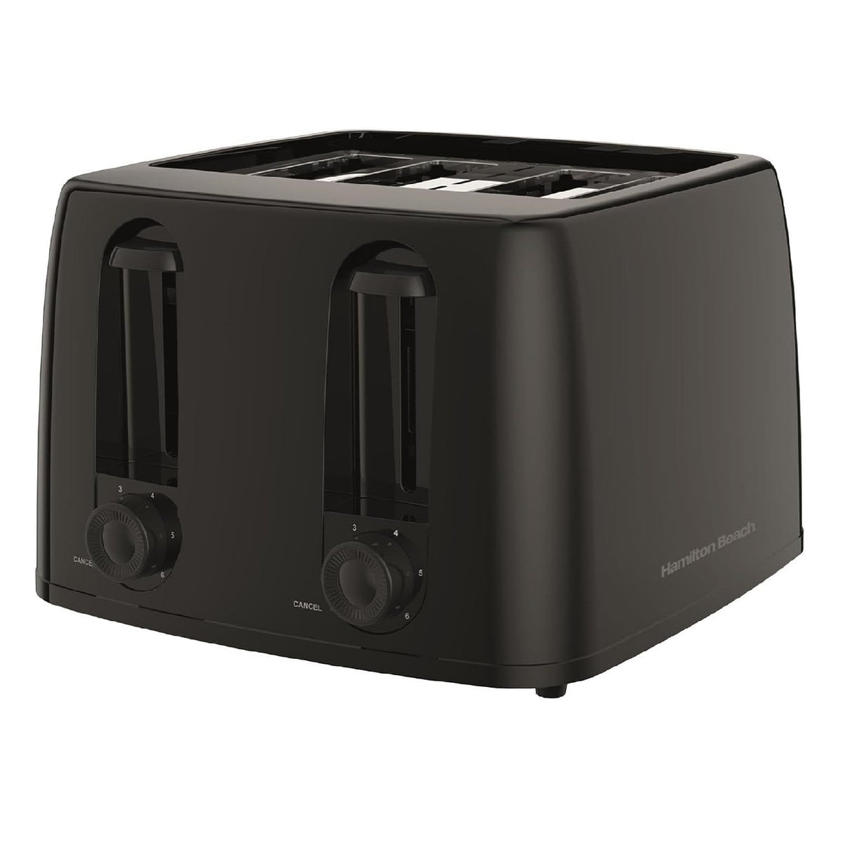 Hamilton Beach Essential 4-Slice Toaster Black 1300W 25.5cm x 25cm x 17cm HB4T5032B | 6 Browning Levels for Perfect Toast | Toast a Variety of Breads, from Bagels to Waffles, with 2.7cm Wide Slots | Removable Crumb Tray for Easy Clean-up and Mess-Free Kitchen