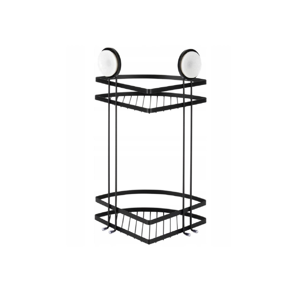 Bathroom Solutions Bathroom Rack with 2 Suction Cups Black 25cm x 18cm x 37cm C80653650 | Super Strong | Max 3.5Kg