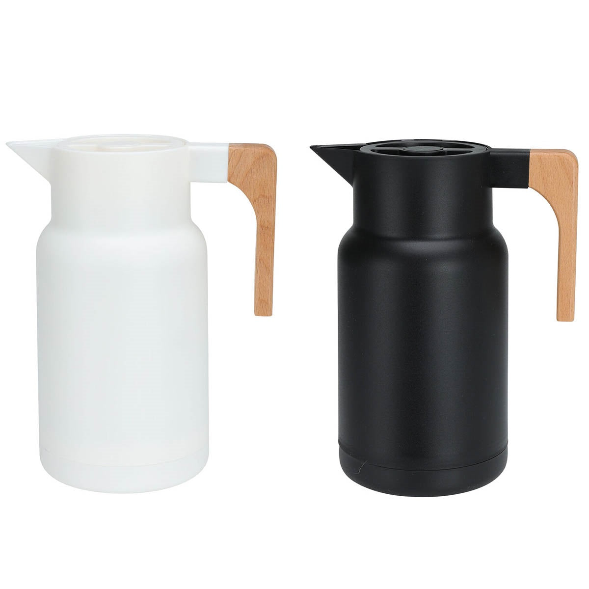 Excellent Houseware Vacuum Jug with Wooden Handle Assorted Colours 1Ltr Pack of 1 YN1700440 | For Hot and Cold Drinks