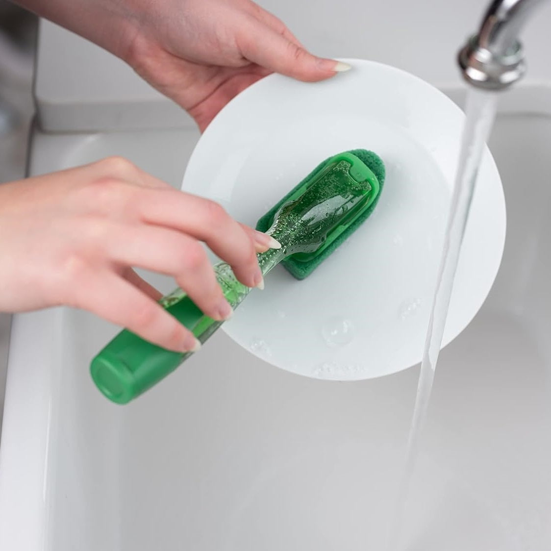 Addis Fairy Max Power Soap Dispensing Dish Brush Set Green 519861 | With 6 Refills | Non-Scratch Scrubber Pads | 2X Longer Lasting