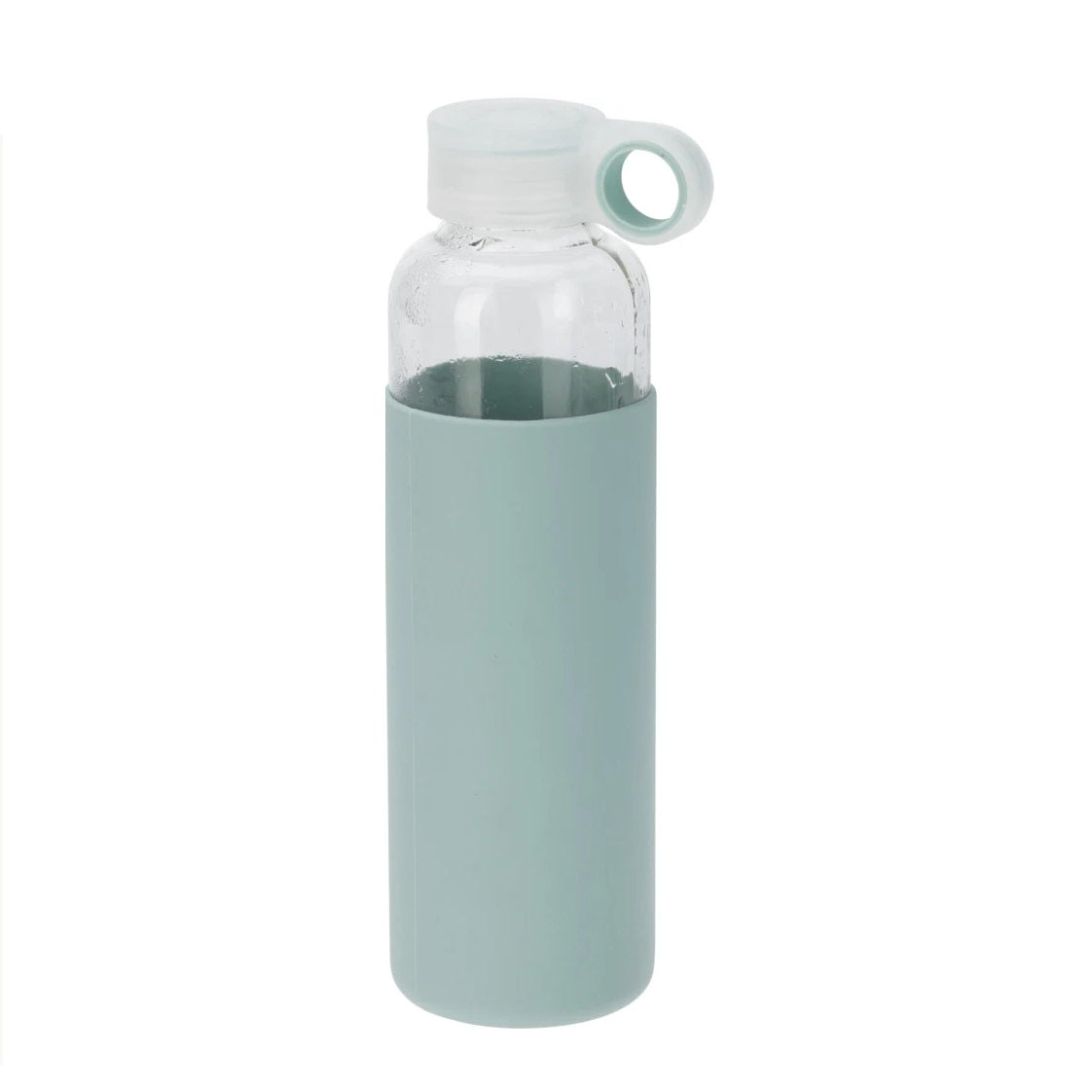 Excellent Houseware Reusable Glass Drinking Bottle with Silicone Sleeve Assorted Colours 550ml Pack of 1 170491210 | Leakproof Lid with Carry Loop | Eco-Friendly and BPA-Free