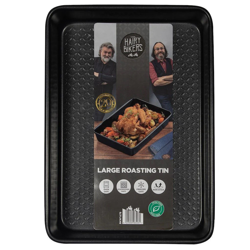 Hairy Bikers Roasting Tin Black Large 0.8mm BKW1844 | Oven Safe | Dishwasher Safe | Freezer Safe | Non Stick
