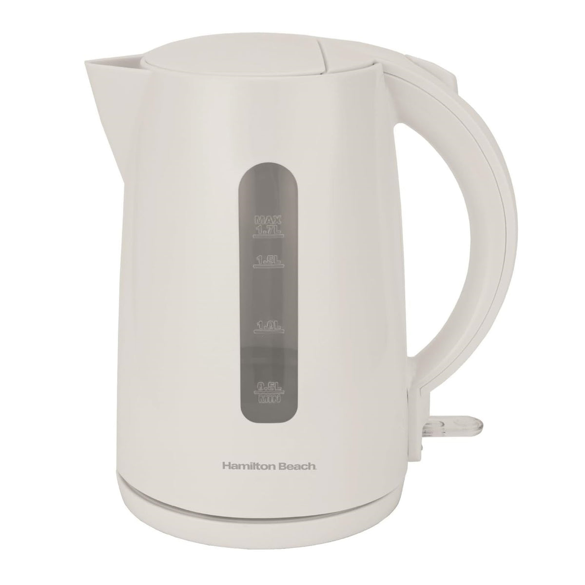 Hamilton Beach Essential Collection Rapid Boil Kettle 1.7Ltr White HBK1301W | Boil Water Faster with 3kW Concealed Element | Boil Dry Protection | Button Release Lid | Lightweight | Durable Design | Water Indicator Window | User-Friendly