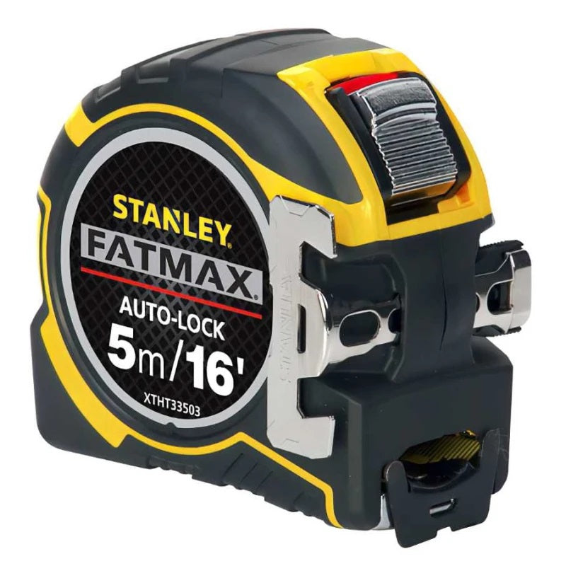 Stanley FatMax Autolock Tape Measure Yellow and Black 5Mtr XTHT0-33503 | Detachable Hook | 32mm Blade | 3.3Mtr Standout | Heavy-Duty Measuring Tool | TRU-ZERO Hook
