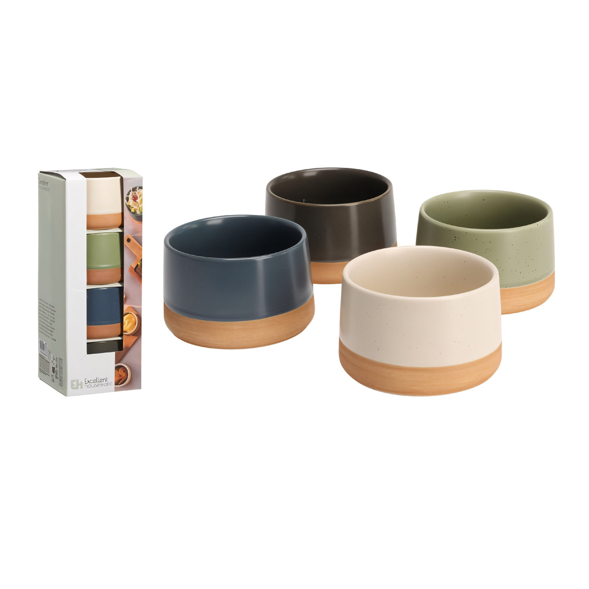 Excellent Houseware Stoneware Bowl Set Assorted Colours 9.5cm x 5.5cm Pack of 4 210001080