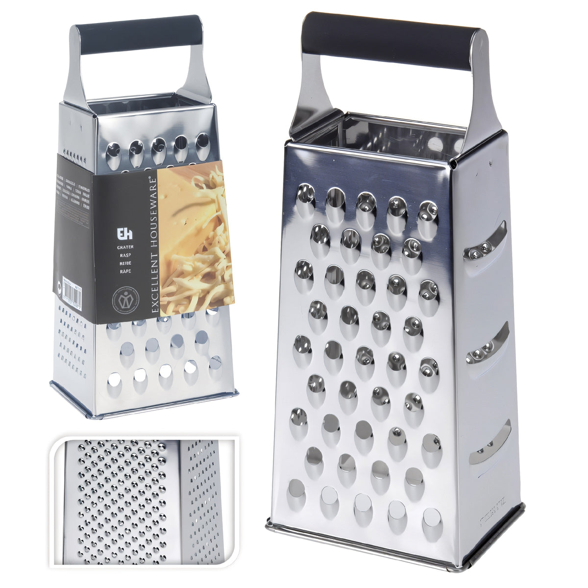 Excellent Houseware 4 - Sided Stainless Steel Grater Silver 10.5cm x 8cm x 24cm 170420430