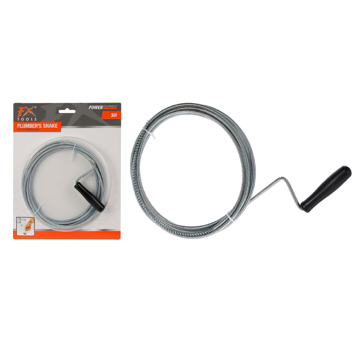Fx Tools Power Equipment Plumbers Snake Silver 3Mtr R05000240