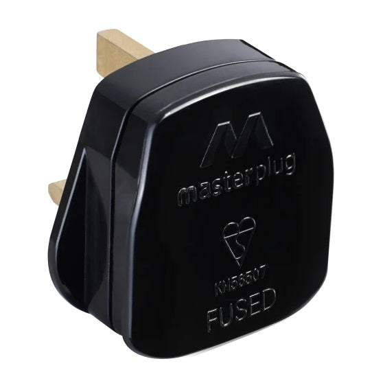 Masterplug Basics Rewireable UK 3-Pin Mains Plug Black PT13B | Durable Power Connector | For Home and Office Use