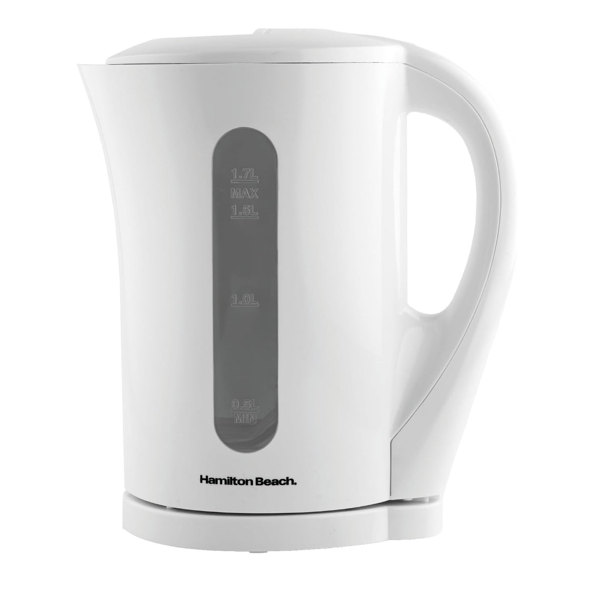 Hamilton Beach Essential Collection Plastic Kettle White 1.7Ltr HB1107W | Boil Dry Protection | Auto Shutt Off| Lightweight | Durable Design | Water Level Indicator | Easy Refills