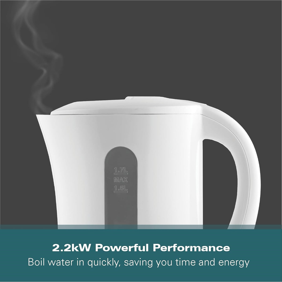 Hamilton Beach Essential Collection Plastic Kettle White 1.7Ltr HB1107W | Boil Dry Protection | Auto Shutt Off| Lightweight | Durable Design | Water Level Indicator | Easy Refills