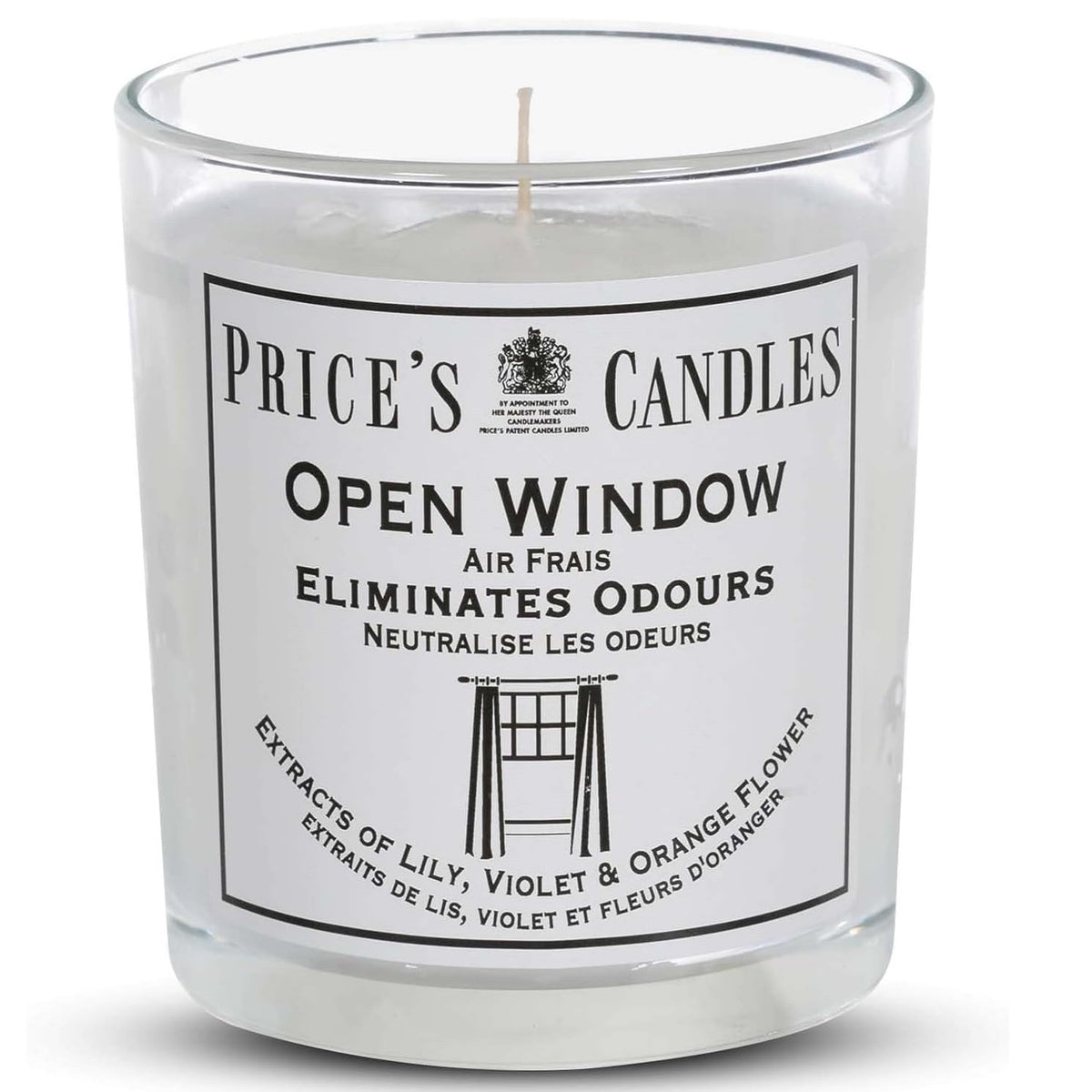 Prices Open Window Scented Jar Candle White H8cm x D7cm PRI363634 | Eliminates Odours | Extracts of Lily - Violet and Orange Flower