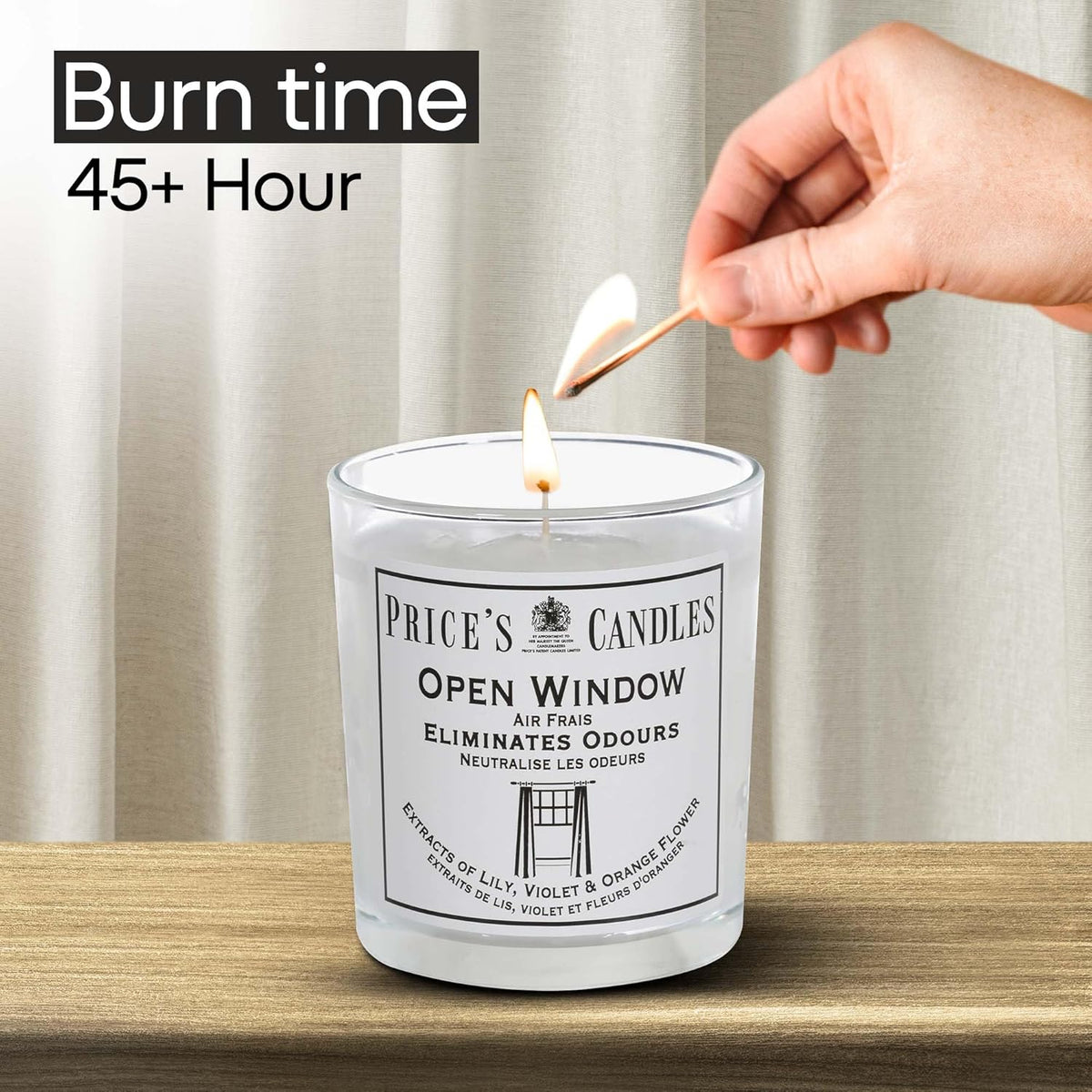 Prices Open Window Scented Jar Candle White H8cm x D7cm PRI363634 | Eliminates Odours | Extracts of Lily - Violet and Orange Flower