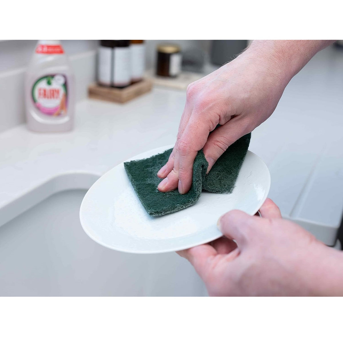 Addis Fairy Extra Strong Scouring Pad Dark Green 11cm x 16.5cm Pack 3 518939 | Long Lasting | Ideal for Burnt on Food and Grease