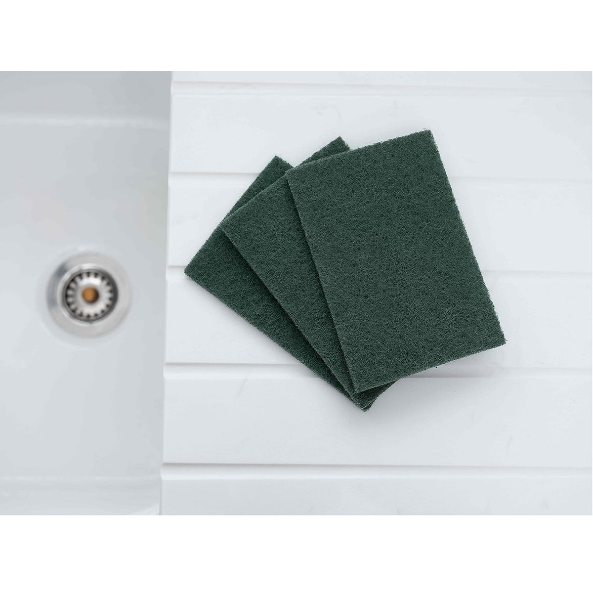 Addis Fairy Extra Strong Scouring Pad Dark Green 11cm x 16.5cm Pack 3 518939 | Long Lasting | Ideal for Burnt on Food and Grease