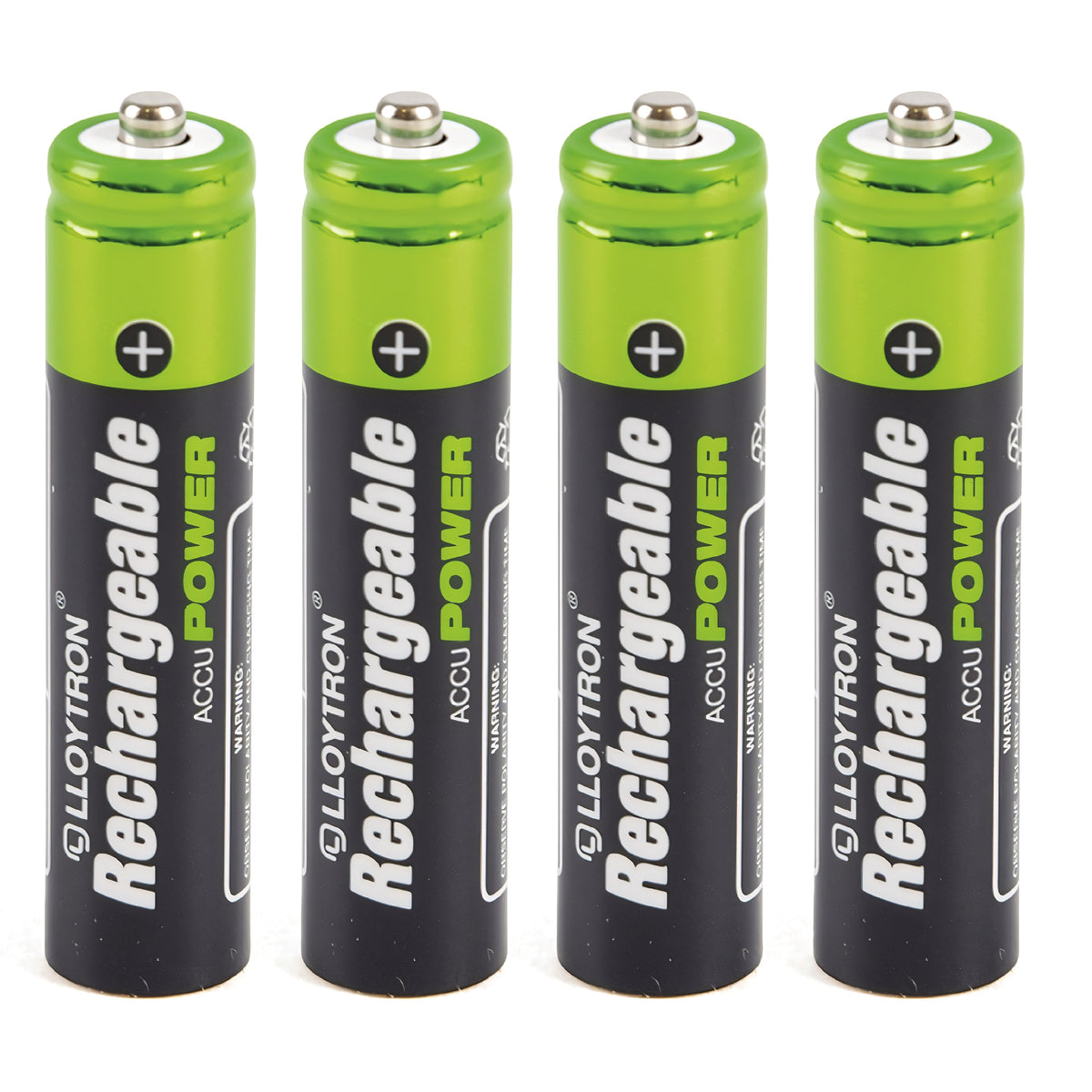 Lloytron NiMH Rechargeable Battery Black and Green AAA 550mAH Pack of 4 B014 | Accu Power | High Power | Advanced Technology - Lasts Longer | For Dect Cordless Phones | Upto 1000 Charges