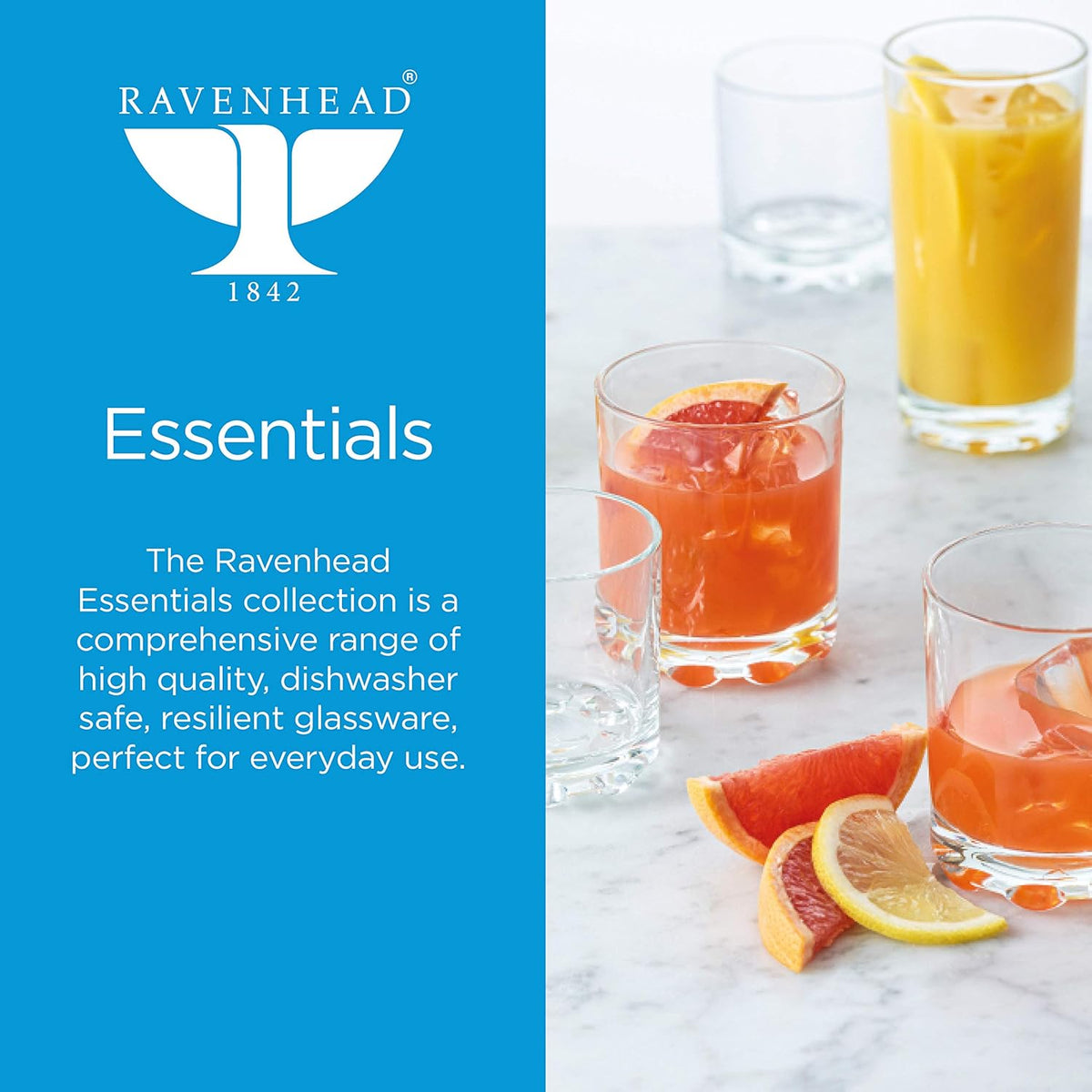 Ravenhead Essentials HiBall Glasses Clear 26cl Pack of 6 0040.009 | Strong and Durable | Dishwasher Safe | Dishwasher Stackable