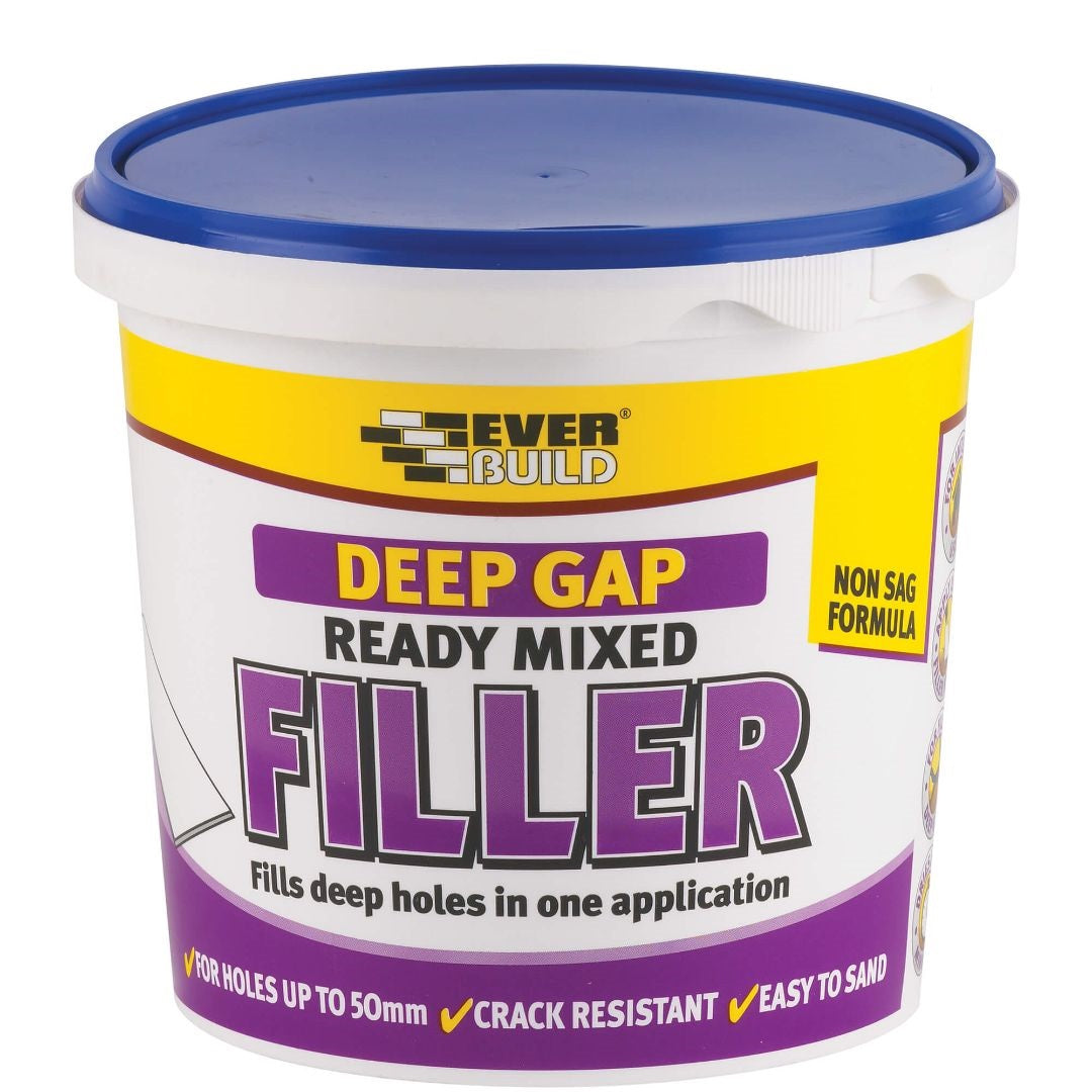 Everbuild Deep Gap Ready Mixed Filler Light Grey 1Ltr 109672320 | For Holes Upto 50mm | Crack Resistant | Easy to Sand