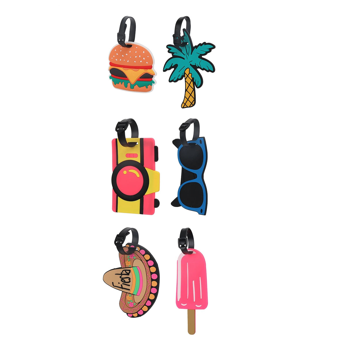 Pro World Fun Silicone Luggage Tags Assorted Colours Pack of 1 DG2000170 | Travel ID Tags with Unique Designs | 6 Assorted Designs