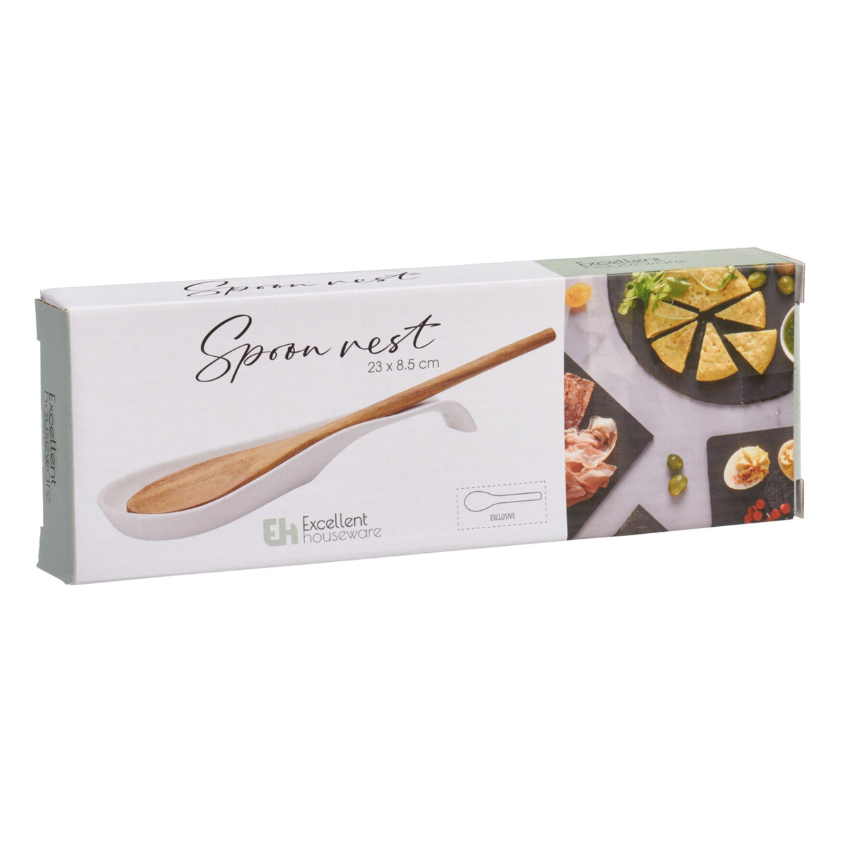 Excellent Houseware Spoon Rest White 23cm x 8.5cm 795880670 | Heat Resistant | Kitchen Utensil Holder | For Cooking Spoons and Ladles
