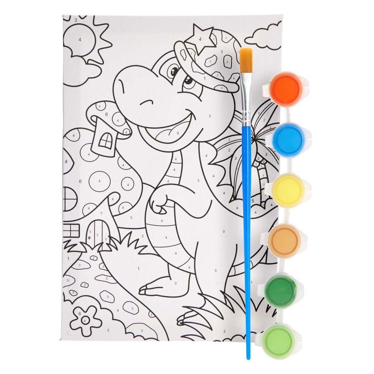 Paint Art Paint by Numbers Kit for Kids White Pack of 8 110680250 | Includes 1 x Canvas | 1 x Brush | 6 x 3ml Acrylic Paint | Assorted Designs