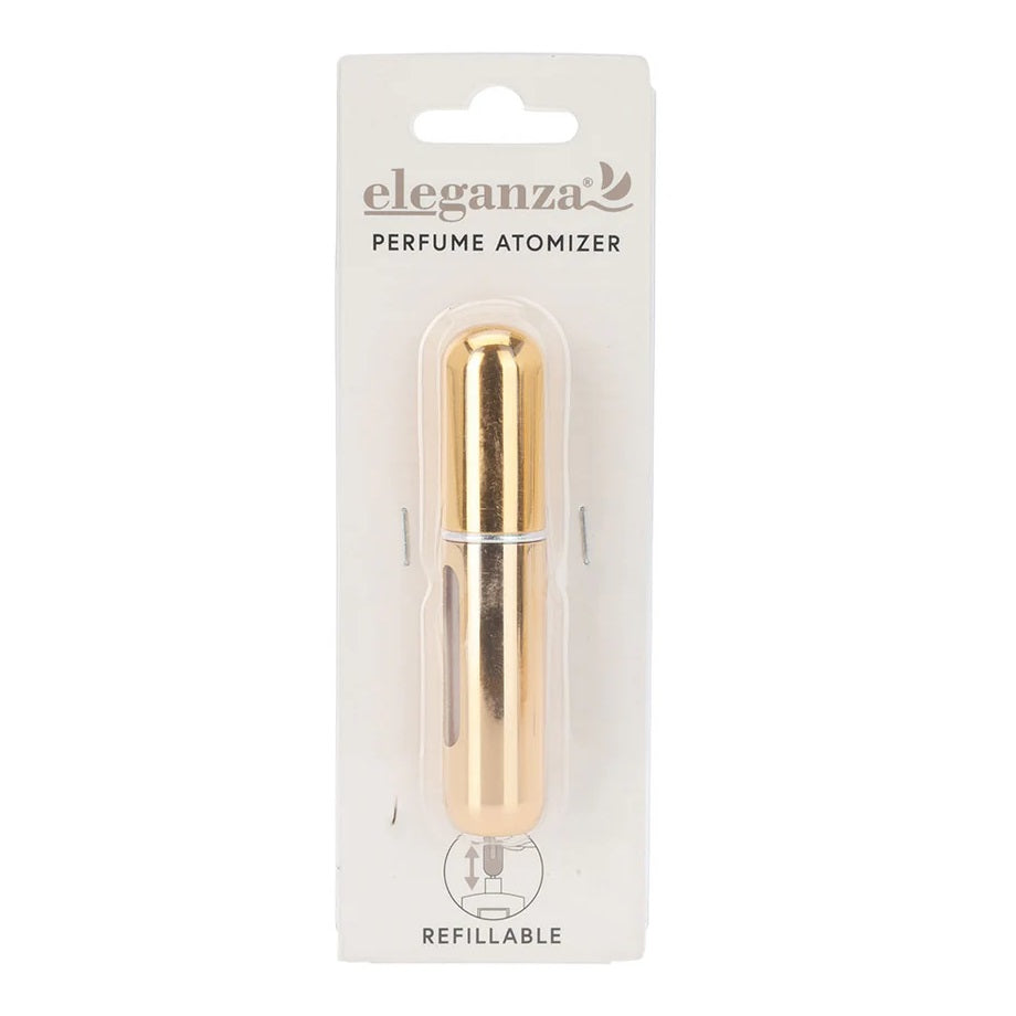 Eleganza Refillable Perfume Atomizer Golden 5ml 529003730 | Compact Travel Spray Bottle | Leakproof | For Handbags and Travel Use