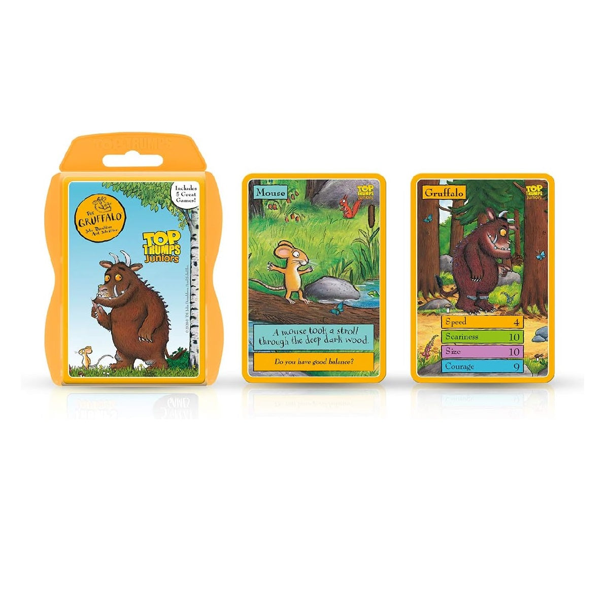 Top Trumps Juniors The Gruffalo and The Gruggalos Child Card Game â€Ž8.5cm x 2cm x 14cm Multicolour â€ŽWM01285-EN1-6 | Includes 5 Great Games