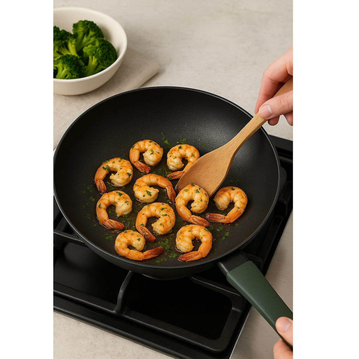 Prestige Earth Friendly Frying Pan Black and Green 28cm 15086 | Incredible Non-Stick for Effortless Cooking and Cleaning | Suitable for All Hobs Including Induction | Dishwasher Safe | Oven Safe up to 180 Degree Celsius | PFOA Safe | 100 Percent Recycled