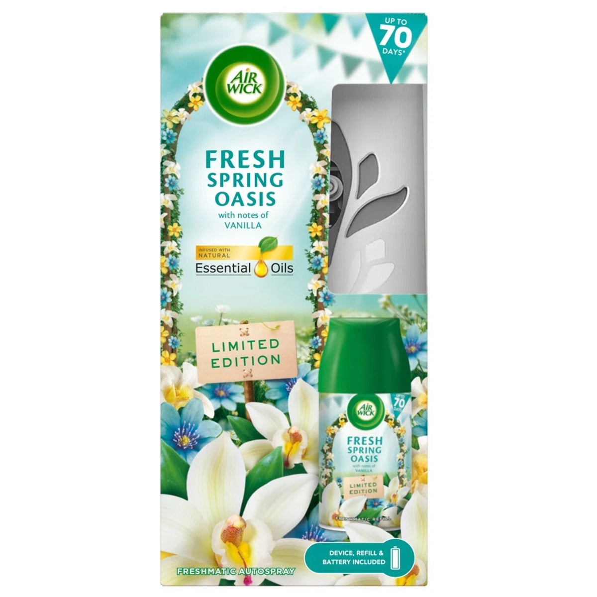 Airwick Freshmatic Fresh Spring Oasis Air Freshener Kit White 250ml HOAIR1082