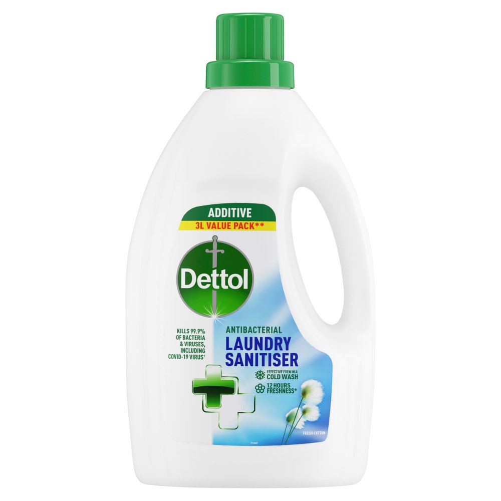 Dettol Antibacterial Laundry Sanitiser White 3Ltr HODET247 | Kills 99.9 Percent of Bacteria and Viruses | 12Hr Freshness