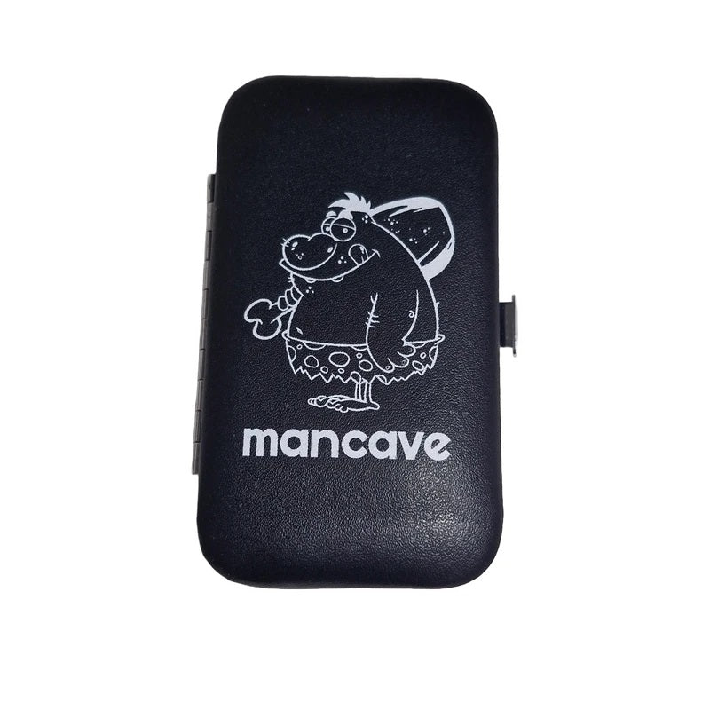 PMS Mancave Manicure Set with Travel Case Black and Silver 6-Piece 196010