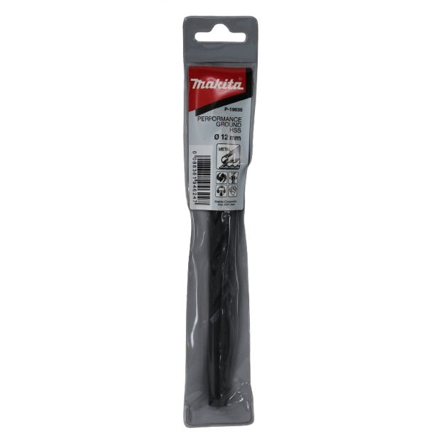 Makita Performance Ground HSS Drill Bit Black 12mm P-19635 | Precision Engineered for Metal Drilling