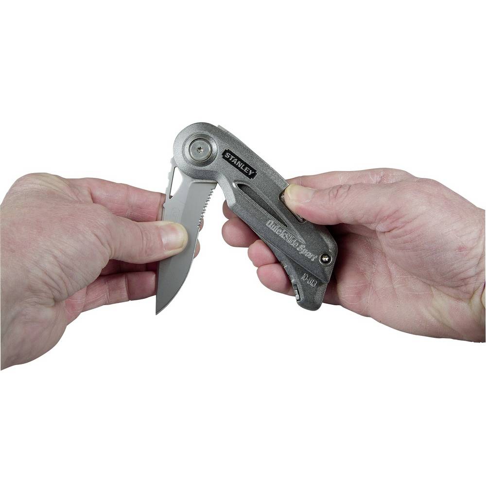 Stanley Quickslide Sport Utility Knife Metallic Grey 2.43-Inches 180g 0-10-813 | Retractable Dual Blade | Folding Knife | Compact and Ergonomic Design