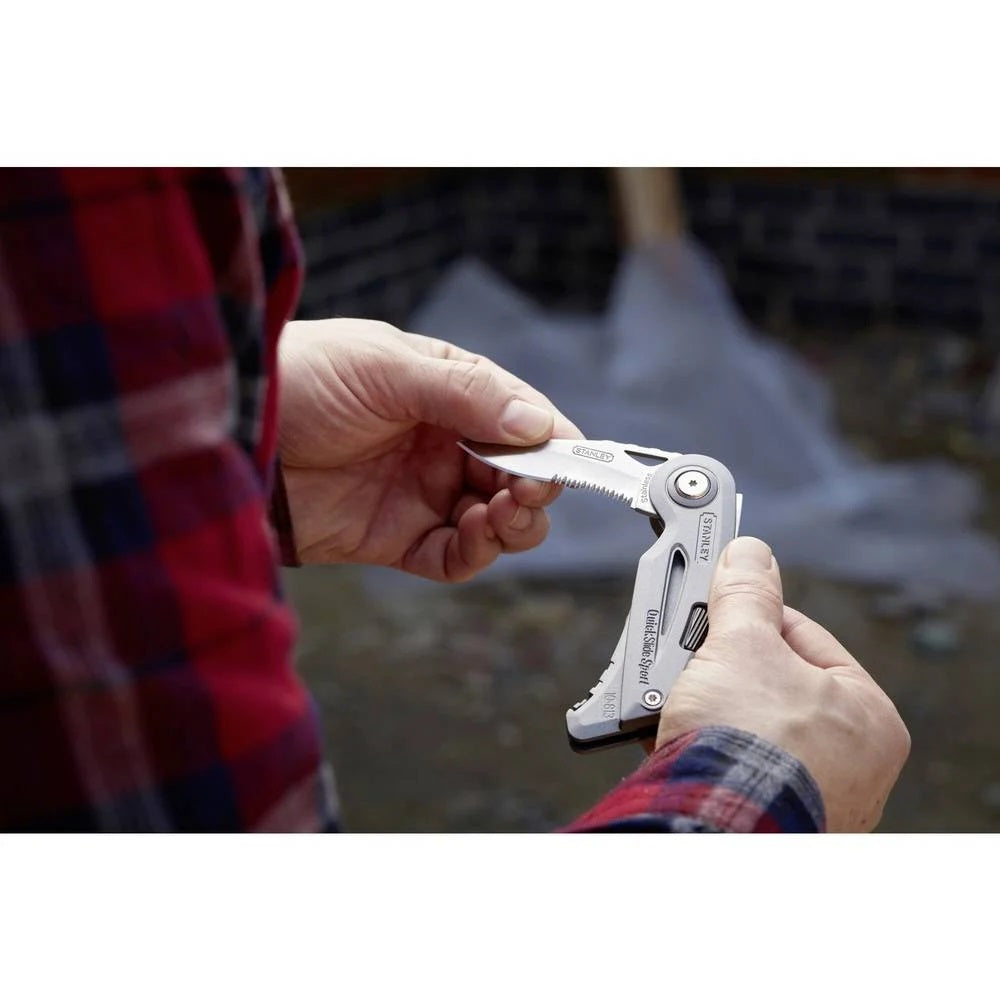 Stanley Quickslide Sport Utility Knife Metallic Grey 2.43-Inches 180g 0-10-813 | Retractable Dual Blade | Folding Knife | Compact and Ergonomic Design