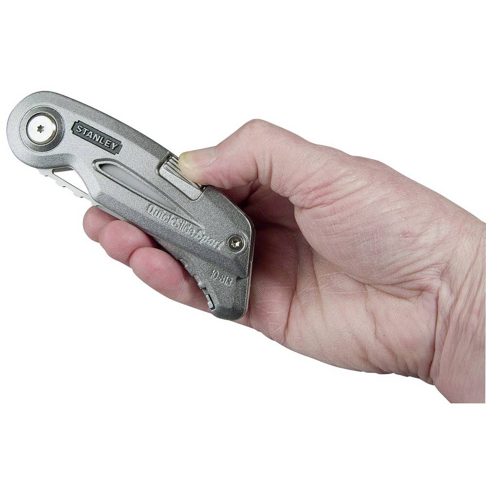 Stanley Quickslide Sport Utility Knife Metallic Grey 2.43-Inches 180g 0-10-813 | Retractable Dual Blade | Folding Knife | Compact and Ergonomic Design