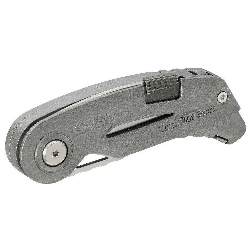 Stanley Quickslide Sport Utility Knife Metallic Grey 2.43-Inches 180g 0-10-813 | Retractable Dual Blade | Folding Knife | Compact and Ergonomic Design