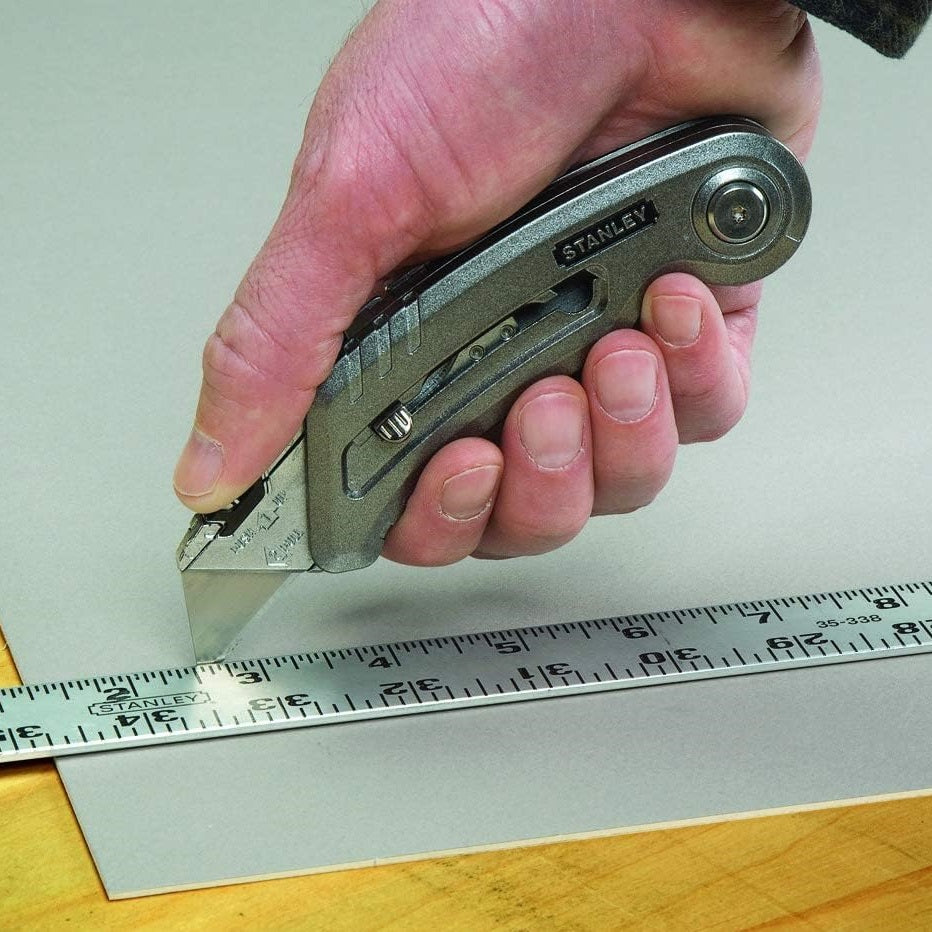 Stanley Quickslide Sport Utility Knife Metallic Grey 2.43-Inches 180g 0-10-813 | Retractable Dual Blade | Folding Knife | Compact and Ergonomic Design